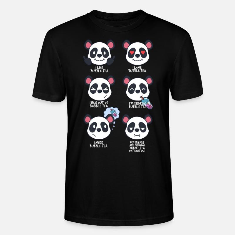 Panda and Bubble Tea - Stanley/Stella CRAFTER Unisex Organic T-Shirt - black