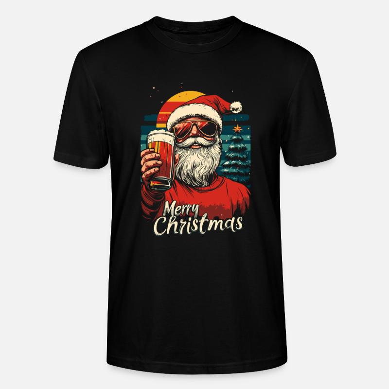 Weihnachtsmann mit Bier - Stanley/Stella Unisex Bio-T-Shirt CRAFTER - Schwarz