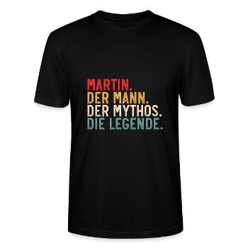 Martin die Legende Namenstag Geschenkidee - Stanley/Stella Unisex Bio-T-Shirt CRAFTER - Schwarz - Vorne - Alina (178cm) & Michal (187cm)