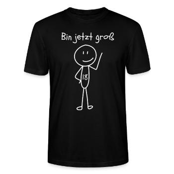 Bin jetzt groß - 18. Geburtstag - Stanley/Stella Unisex Bio-T-Shirt CRAFTER - Schwarz - Vorne - Alina (178cm) & Michal (187cm)