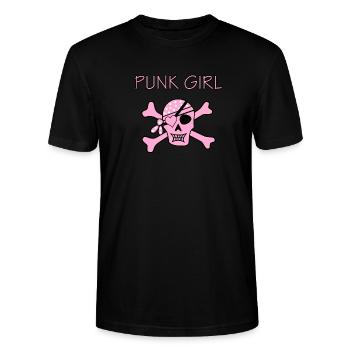Punk Girl Skull Totenkopf Pirat - Stanley/Stella Unisex Bio-T-Shirt CRAFTER - Schwarz - Vorne - Alina (178cm) & Michal (187cm)