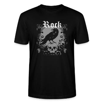 Roche avec motif de corbeau et de crâne - T-shirt bio CRAFTER Stanley Stella Unisexe - noir - Devant - Alina (178cm) & Michal (187cm)