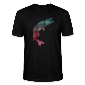 Hecht Angeln verpixelt Hechte Fischen Angler - Stanley/Stella Unisex Bio-T-Shirt CRAFTER - Schwarz - Vorne - Alina (178cm) & Michal (187cm)