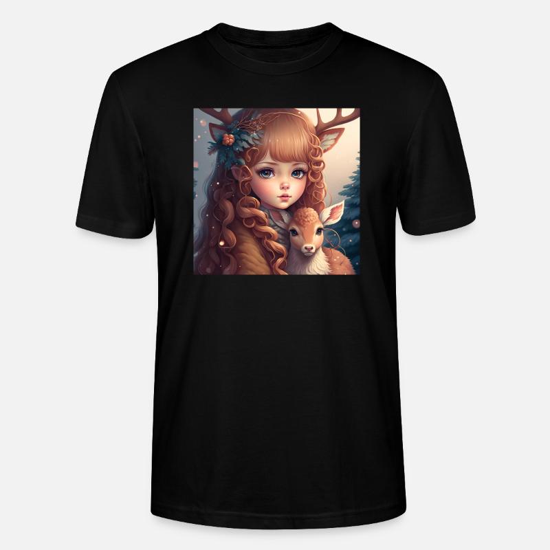 Hirsch mit Mädchen - Stanley/Stella Unisex Bio-T-Shirt CRAFTER - Schwarz