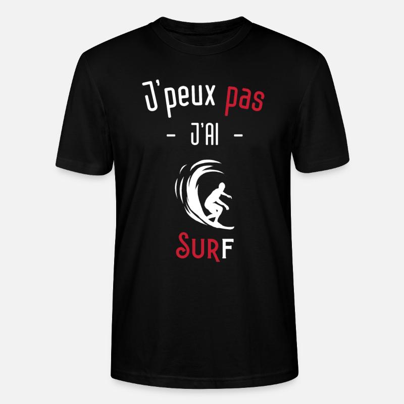 J'peux pas j'ai surf - T-shirt bio CRAFTER Stanley Stella Unisexe - noir