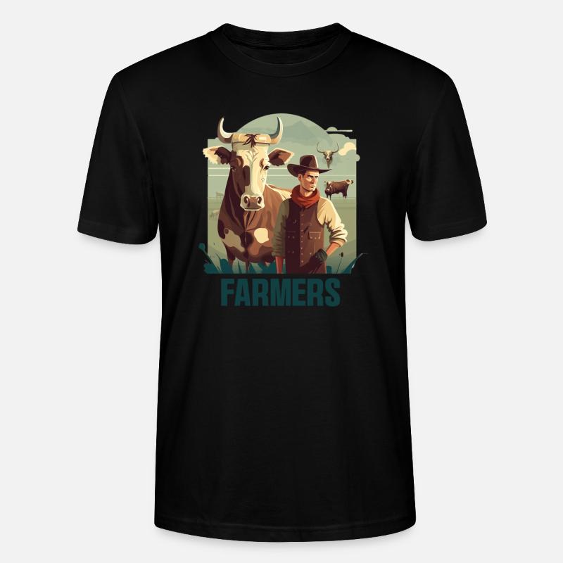 Bauer mit Kuh - Stanley/Stella Unisex Bio-T-Shirt CRAFTER - Schwarz