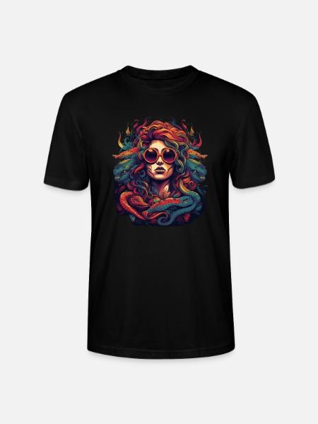 Cool Medusa hoved slanger hår flotte farver - Stanley Stella CRAFTER unisex økologisk-T-shirt - sort