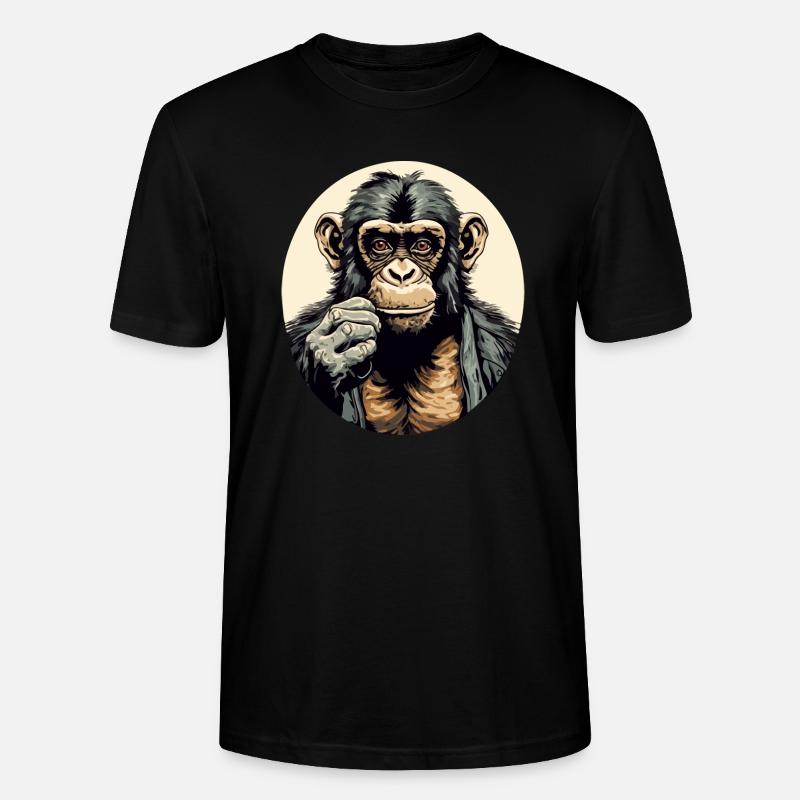 Haki der Schimpanse - Stanley/Stella Unisex Bio-T-Shirt CRAFTER - Schwarz