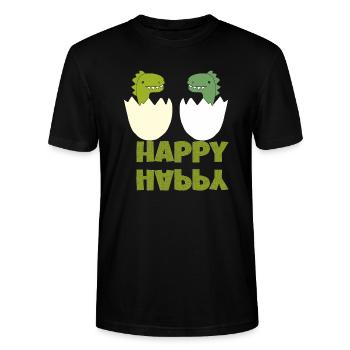 dinos happy - Stanley/Stella Unisex Bio-T-Shirt CRAFTER - Schwarz - Vorne - Alina (178cm) & Michal (187cm)