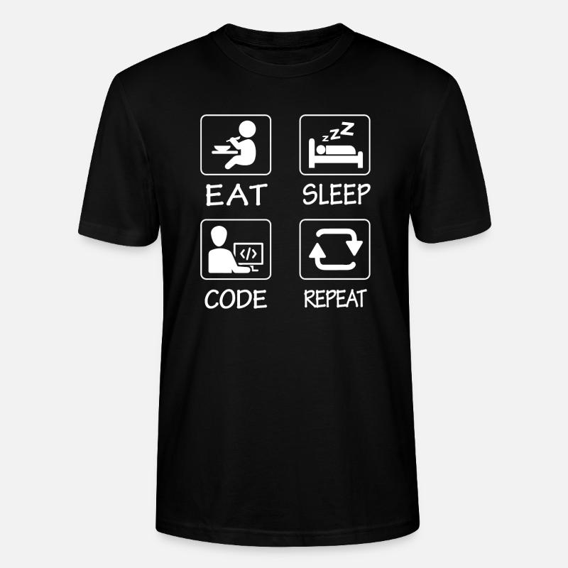 Eat Sleep Code Repeat - T-shirt bio CRAFTER Stanley Stella Unisexe - noir