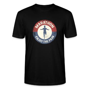 marathon - Stanley/Stella CRAFTER Unisex Organic T-Shirt - black - Front - Alina (178cm) & Michal (187cm)