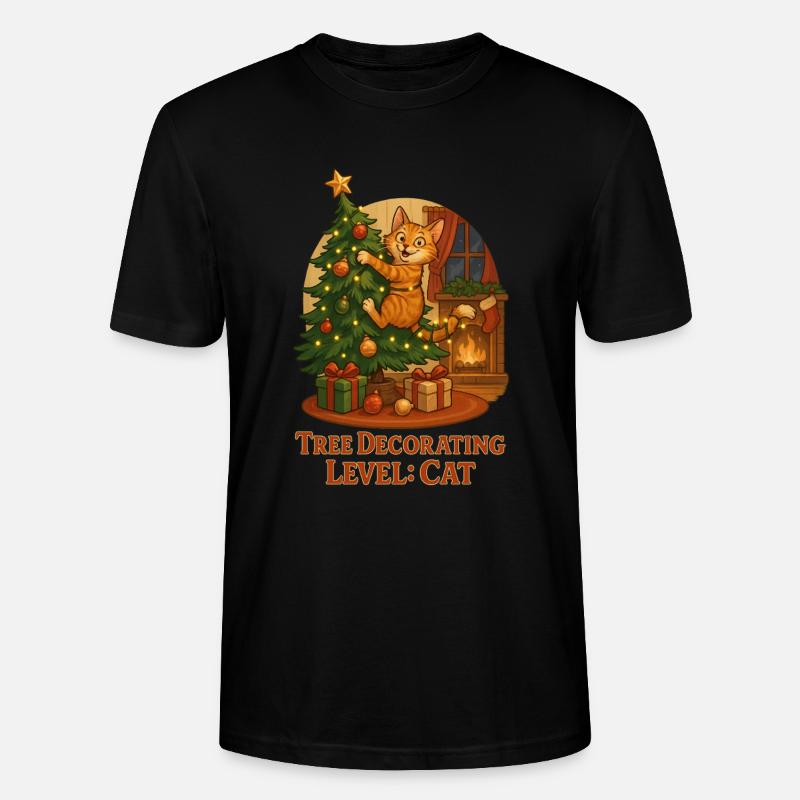 Kater schmückt Weihnachtsbaum - Stanley/Stella Unisex Bio-T-Shirt CRAFTER - Schwarz