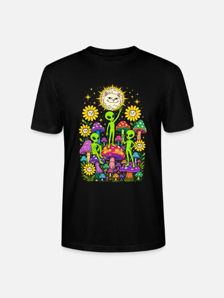 Aliens et Champignons Arcenciel - T-shirt bio CRAFTER Stanley Stella Unisexe - noir