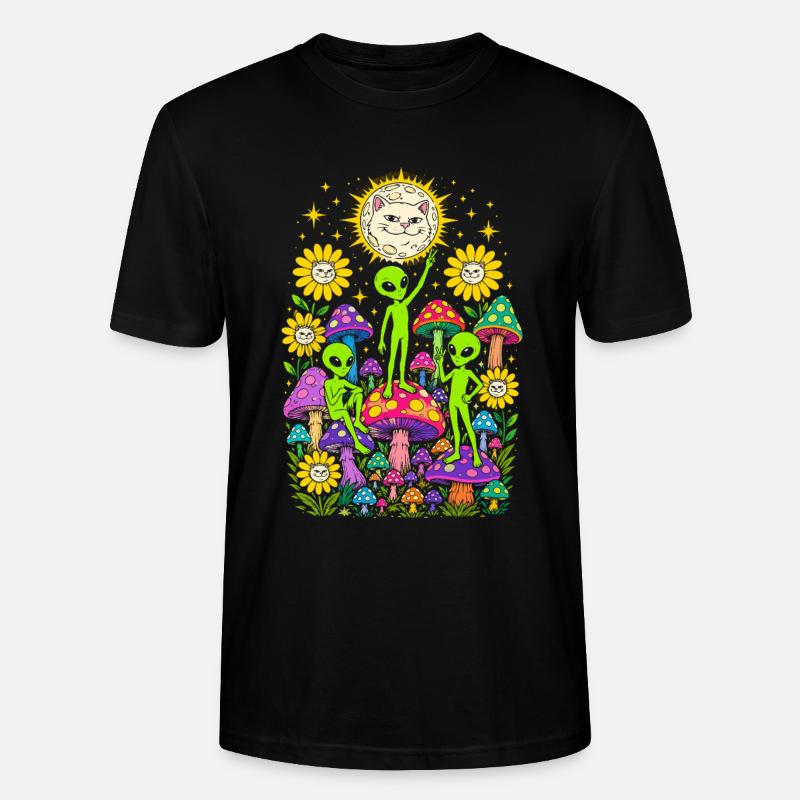 Außerirdische und Regenbogenpilze - Stanley/Stella Unisex Bio-T-Shirt CRAFTER - Schwarz