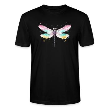 Libellule avec des ailes aquarelle - T-shirt bio CRAFTER Stanley Stella Unisexe - noir - Devant - Alina (178cm) & Michal (187cm)