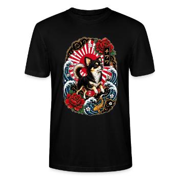 Chihuahua im japanischen Tattoo Style - Stanley/Stella Unisex Bio-T-Shirt CRAFTER - Schwarz - Vorne - Alina (178cm) & Michal (187cm)