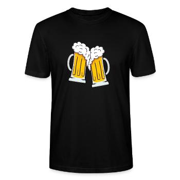 Bier Humpen anstoßen | dream Artworks - Stanley/Stella Unisex Bio-T-Shirt CRAFTER - Schwarz - Vorne - Alina (178cm) & Michal (187cm)
