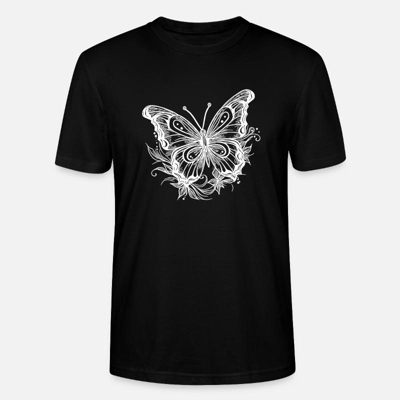 Style Tatouage de fleur Papillon - T-shirt bio CRAFTER Stanley Stella Unisexe - noir