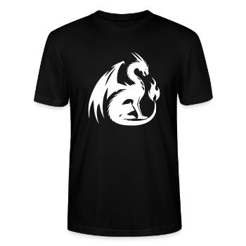 Dragon en colère avec d’énormes ailes et une flamme - T-shirt bio CRAFTER Stanley Stella Unisexe - noir - Devant - Alina (178cm) & Michal (187cm)