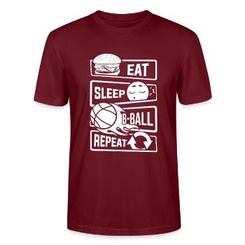 Eat Sleep Basketball Repeat - B-Ball Ballsport - Stanley/Stella Unisex Bio-T-Shirt CRAFTER - Burgunderrot - Vorne - Alina (178cm) & Michal (187cm)