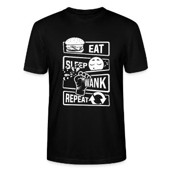 Eat Sleep Wank Repeat - Masturbation masturbieren - Stanley/Stella Unisex Bio-T-Shirt CRAFTER - Schwarz - Vorne - Alina (178cm) & Michal (187cm)