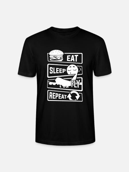 Eat Sleep Fly Repeat - Aircraft Pilot Airman Flight - Stanley/Stella CRAFTER Unisex Organic T-Shirt - black