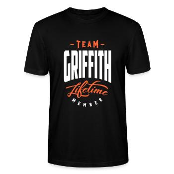 Bezeichnung Griffith - Stanley/Stella Unisex Bio-T-Shirt CRAFTER - Schwarz - Vorne - Alina (178cm) & Michal (187cm)