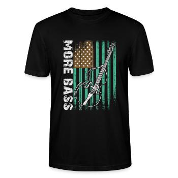 Plus de contrebasse basse avec drapeau américain - T-shirt bio CRAFTER Stanley Stella Unisexe - noir - Devant - Alina (178cm) & Michal (187cm)