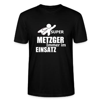 METZGER Beruf Geschenk - Stanley/Stella Unisex Bio-T-Shirt CRAFTER - Schwarz - Vorne - Alina (178cm) & Michal (187cm)