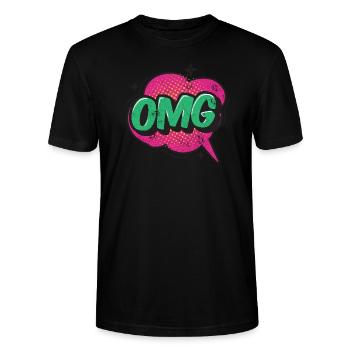 OMG COMIC COMICSTYLE CARTOON 80s MOTIFS GIFT - Stanley/Stella CRAFTER Unisex Organic T-Shirt - black - Front - Alina (178cm) & Michal (187cm)