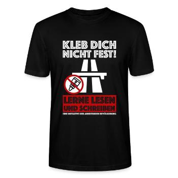 Kleb dich nicht fest | Klimawandel, Klimakleber - Stanley/Stella Unisex Bio-T-Shirt CRAFTER - Schwarz - Vorne - Alina (178cm) & Michal (187cm)