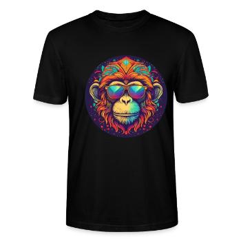 Cool Monkey With Sunglasses - Stanley/Stella CRAFTER Unisex Organic T-Shirt - black - Front - Alina (178cm) & Michal (187cm)