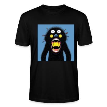 funny Monster Face - Stanley/Stella Unisex Bio-T-Shirt CRAFTER - Schwarz - Vorne - Alina (178cm) & Michal (187cm)