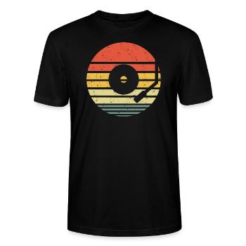 Vinyle Disque Vintage Retro - T-shirt bio CRAFTER Stanley Stella Unisexe - noir - Devant - Alina (178cm) & Michal (187cm)