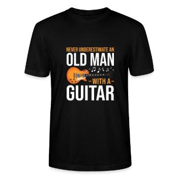 Never Underestimate An Old Man With A Guitar Music - Stanley/Stella Unisex Bio-T-Shirt CRAFTER - Schwarz - Vorne - Alina (178cm) & Michal (187cm)