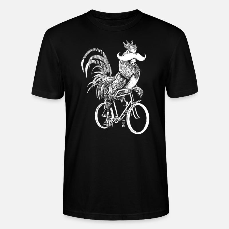 Coq & Bicycles - version blanche - T-shirt bio CRAFTER Stanley Stella Unisexe - noir