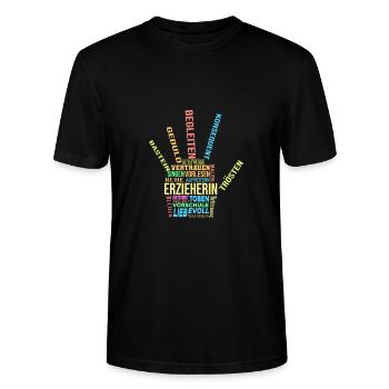 Retro Grafik Kindertagesstätte Babysitter Kindergä - Stanley/Stella Unisex Bio-T-Shirt CRAFTER - Schwarz - Vorne - Alina (178cm) & Michal (187cm)
