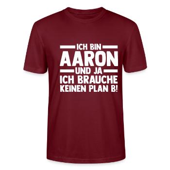 First name Aaron - Stanley/Stella CRAFTER Unisex Organic T-Shirt - burgundy - Front - Alina (178cm) & Michal (187cm)