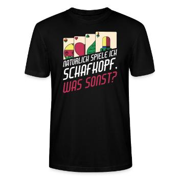 Natürlich spiele ich Schafkopf - Stanley/Stella Unisex Bio-T-Shirt CRAFTER - Schwarz - Vorne - Alina (178cm) & Michal (187cm)