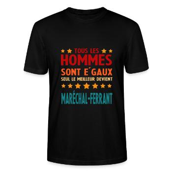 Drôle Maréchal-ferrant Tenue Maréchal-ferrant - T-shirt bio CRAFTER Stanley Stella Unisexe - noir - Devant - Alina (178cm) & Michal (187cm)