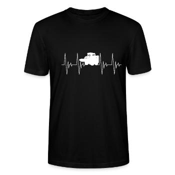 Kompaktlader Herzschlag EKG Baufahrzeug - Stanley/Stella Unisex Bio-T-Shirt CRAFTER - Schwarz - Vorne - Alina (178cm) & Michal (187cm)
