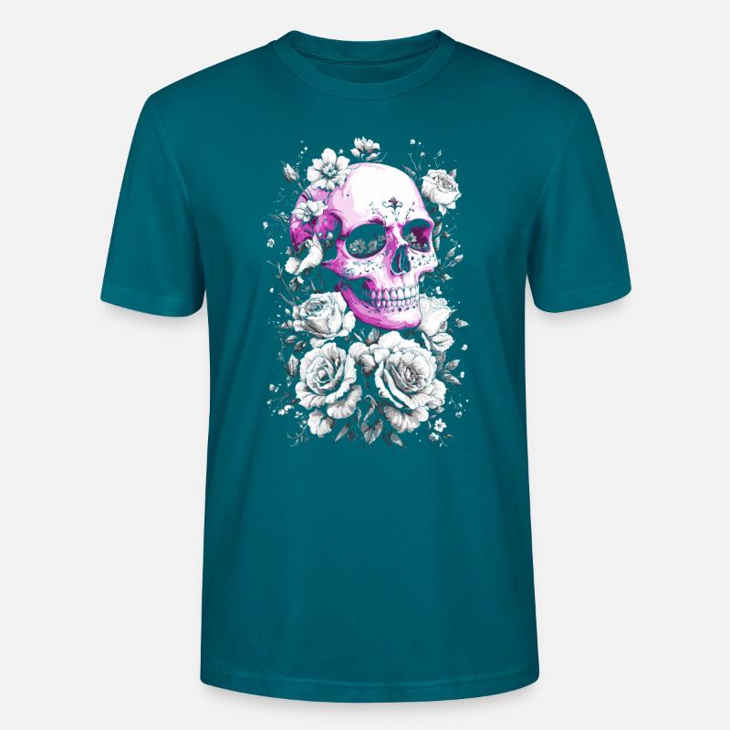 Totenkopf und Blumen Stanley/Stella Unisex Bio-T-Shirt CRAFTER