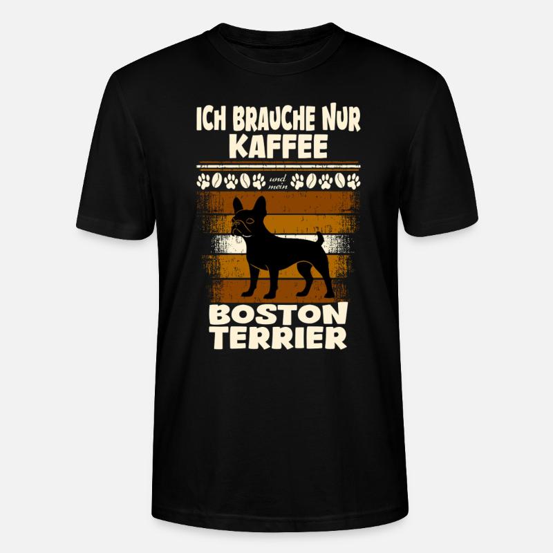 Café Boston Terrier - T-shirt bio CRAFTER Stanley Stella Unisexe - noir