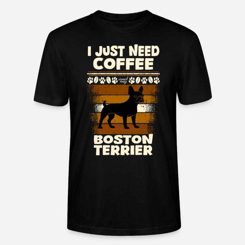 Chien Boston Terrier Café - T-shirt bio CRAFTER Stanley Stella Unisexe - noir