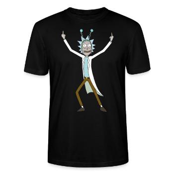 Rick & Morty Rick Sanchez Pose - Stanley/Stella CRAFTER Unisex Organic T-Shirt - black - Front - Alina (178cm) & Michal (187cm)