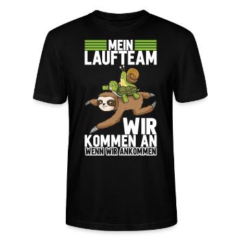 Joggen Sport Lustiger Spruch - Stanley/Stella Unisex Bio-T-Shirt CRAFTER - Schwarz - Vorne - Alina (178cm) & Michal (187cm)