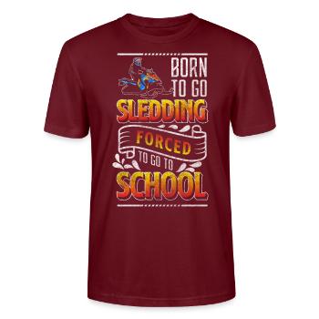 Rodeln Schnee Rennrodeln Urlaub - Stanley/Stella Unisex Bio-T-Shirt CRAFTER - Burgunderrot - Vorne - Alina (178cm) & Michal (187cm)