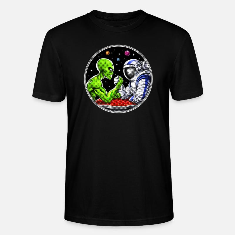 Alien Astronaut Arm Wrestling - Stanley/Stella CRAFTER Unisex Organic T-Shirt - black
