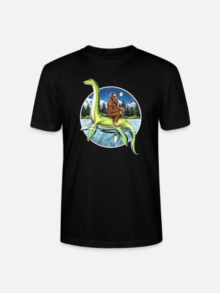 Bigfoot Loch Ness Monster Fishing - Stanley/Stella CRAFTER Unisex Organic T-Shirt - black