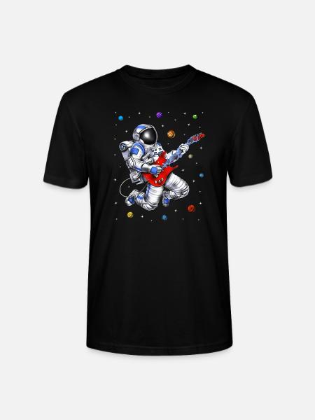 Space Astronaut Playing Guitar - Stanley/Stella CRAFTER Unisex Organic T-Shirt - black